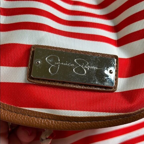 Awesome Jessica Simpson Red and White Striped Backpack - Picture 5 of 14